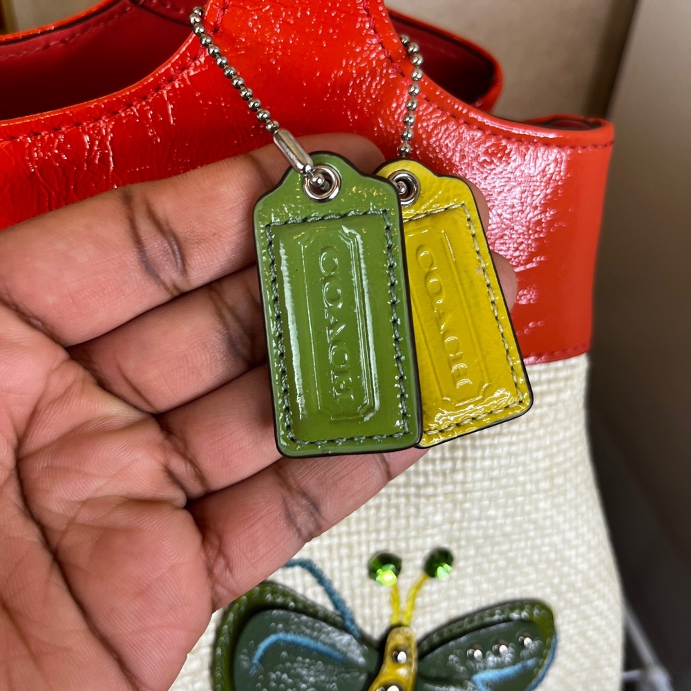 ♡ Coach Y2K Lexi Straw Tote Colorful Butterfly Appliqué Shoulder Bag ♡ - Picture 3 of 15